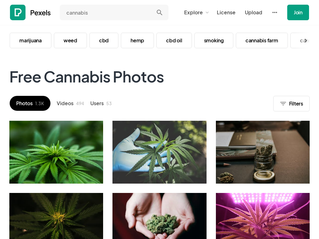 screenshot of pexels free cannabis photos